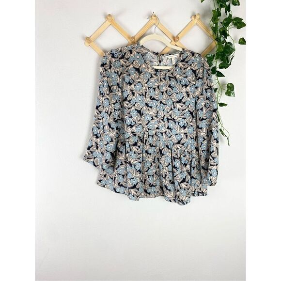 REBECCA TAYLOR | 100% Silk Bijou Asymmetrical Floral Top N423 - Picture 1 of 6